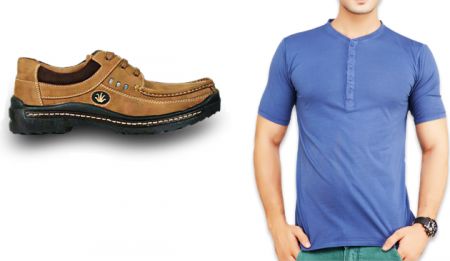 Henley Styled T-shirt & Adventure Shoes