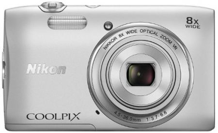 Nikon Coolpix S3600 20.1 MP Point and Shoot Camera (Silver) with 8x Optical Zoom, Memory Card and Camera Case