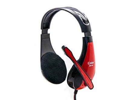 Enter EH-95 Wired Headphone With Mic(Black and Red)