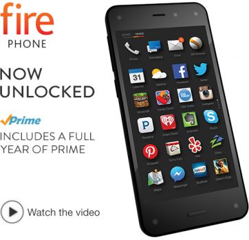 Amazon Fire Phone - Unlocked GSM / 2.2GHz Quad-core / 2GB RAM 13 MP Camera for $199 