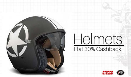 Extra 30% cashback on Helmets Starts from  Rs. 449 