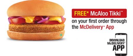 Free McAloo Tikki  on McDelivery Mobile App 