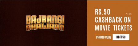 Rs.50 Cashback on Bajrangi Bhaijaan Movie Ticket 
