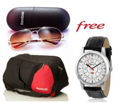 Reebok Gym Duffle Bag And Reebok Sunglasses With Free Reebok Watch