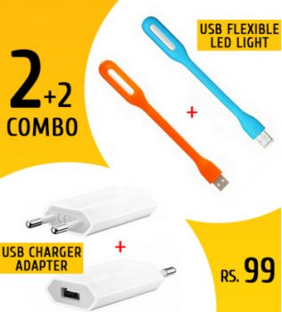 2 USB Flexible LED Light and 2 USB Charger Adapter