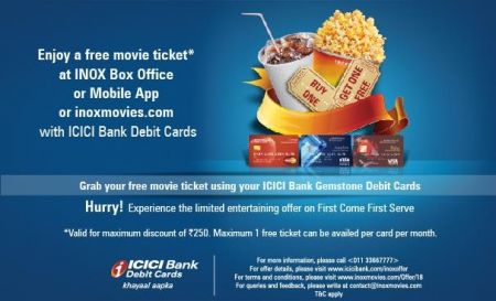 Buy One Get One Free Inoxmovies Tickets Pay Via ICICI Bank Debit Card 