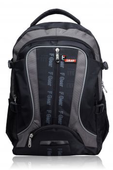F Gear Polyester 25Liters Black Grey School Bag