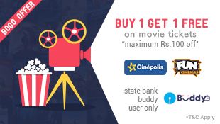 Get Rs.100 off On Movie Tickets For State Bank Buddy Users Only 