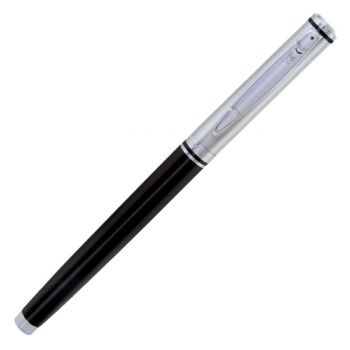 [LD] Paperkraft Silver Roller Ball Pen - Black body, Silver trim, Blue ink