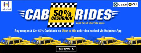 Buy Helpchat Voucher For Rs.10 And Get Upto Rs.75 Cashback On Ola/Uber Cab Ride 