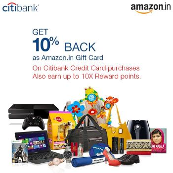10% Cashback as Amazon Gift Card for Citibank Credit Card No Min Purchase Needed 