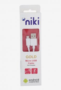 Niki Gold 2 Amps 1M Quick Charging Micro USB Cable (White)