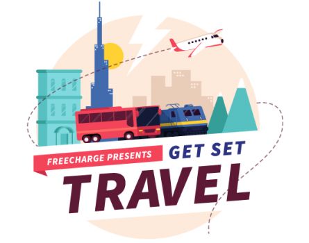 Upto Rs.100 Cashback on Redbus, Jet Airways, Akbar travels, Yatra, Cleartrip, Meru & MyBustickets when paid with FreeCharge 
