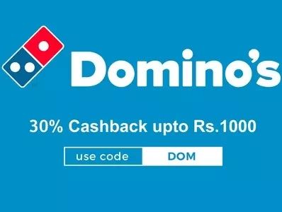 Flat 30% Cashback (Upto Rs.1000) on Domino's Value Voucher 