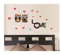 Wall Stickers Two Owls With Symbol Of Love For Bedroom Baby Room