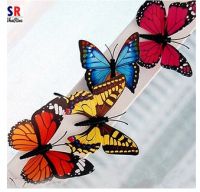 Plastic Wall Decor 3D Butterfly - Set of 4 (Multicolor)