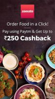 Up to Rs.250 Cashback When You Pay Using Paytm at Zomato 
