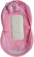 Amardeep Polyester Infants Toddler Mattress With Mosquito Net Pink Teddy Print 70*40 cms … Mosquito Net(Pink)