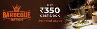 Flat Rs.350 Cashback on Barbeque Nation's of Rs.1000 