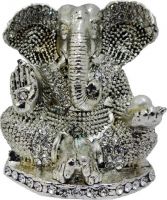 SAM Silver Ganesha Small Size ST-532 Decorative Showpiece  -  3 cm  (Iron)