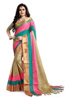 Ruchika Fashion Women's Cotton Silk Saree with Blouse Piece Material(Priyanshi_Multicolour_Free Size)