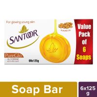 [LD] Santoor Glycerine PureGlo Soap, 125g (Pack of 6)