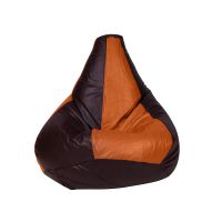 Story@Home XL Leatherite Single Seating Tear Drop Bean Bag Chair Cover Without Filler, Tan