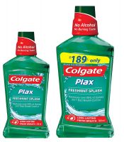 Colgate Plax Mouthwash - 250 ml (Fresh Mint) with Plax Mouthwash - 500 ml (Fresh Mint)