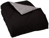 AmazonBasics Reversible Microfiber Comforter - Twin/Twin Extra-Long, Black
