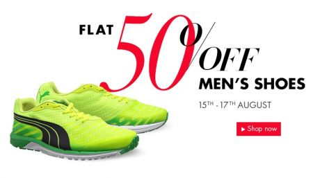 Flat 50% Off on Branded (Nike, Puma, Adidas, Catwalk & More) Footwear for Men, Women & Kids Starts from  Rs. 96 with Free Shipping 