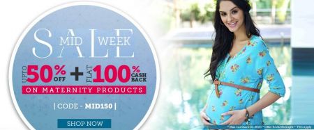 Upto 50% off + 100% Cashback on Maternity Products 